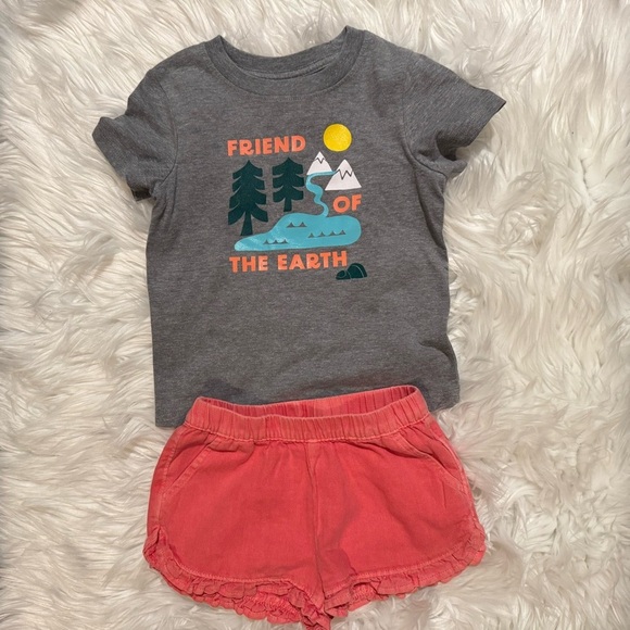 Cat & Jack Toddler Girl Coral Matching Set Size 18 Months - Picture 1 of 7